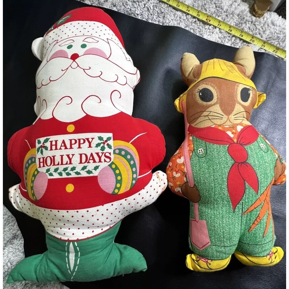 Vintage Cut and Sew Fabric Dolls- Set Of 2 - Easter Bunny And Santa Claus